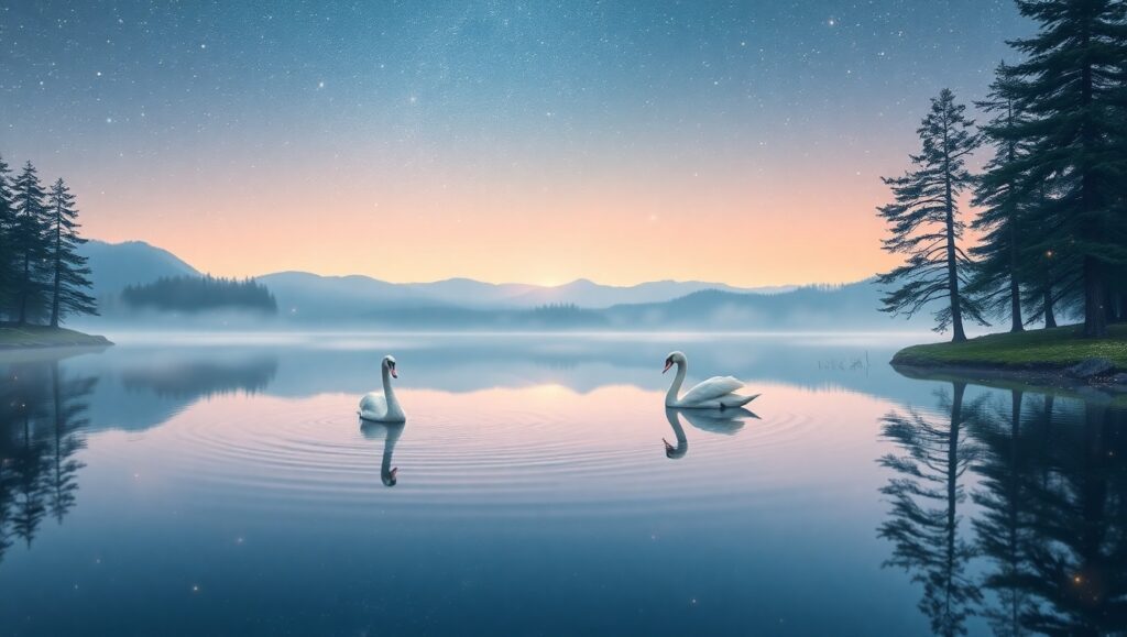 Serene Night at the Lake – free AI stock image