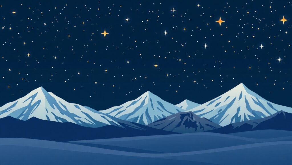 Serene Night Landscape in Flat Design – free AI stock image