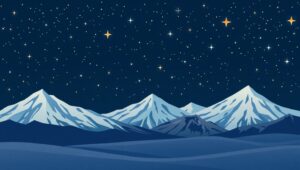 Serene Night Landscape in Flat Design – free AI stock image