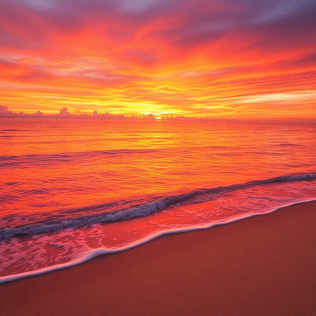 Serene Ocean Waves at Sunset – free AI stock image
