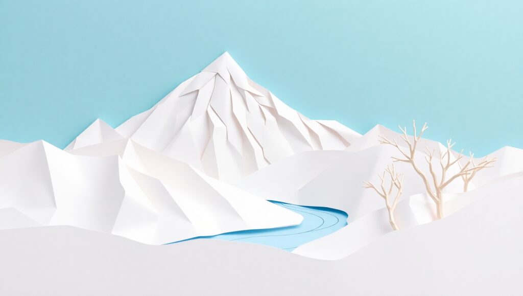 Serene Origami Landscape Creation – free AI stock image