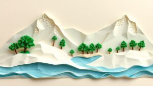 Serene Origami Landscape Creation – free AI stock image