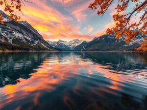 Serene Reflections on a Tranquil Lake – free AI stock image