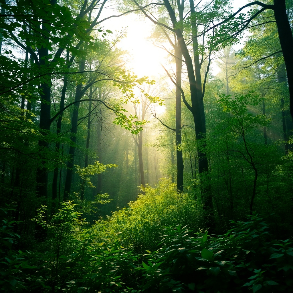 Serene Soft Focus Forest Background – free AI stock image