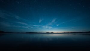 Serene Starry Lake Reflection – free AI stock image
