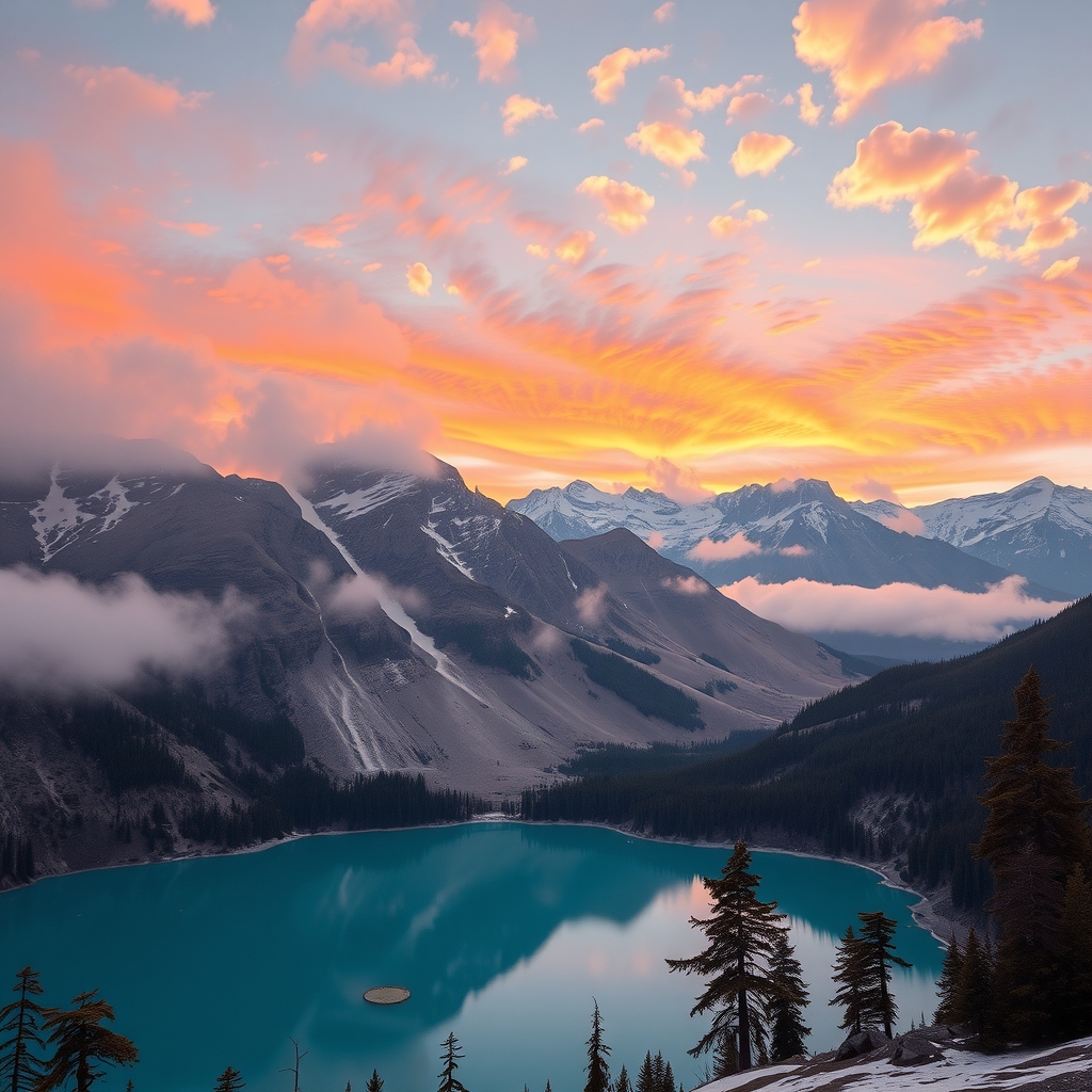 Serene Sunrise Over Majestic Mountains – free AI stock image