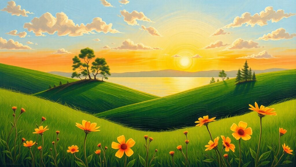 Serene Sunrise Over Tranquil Lake – free AI stock image