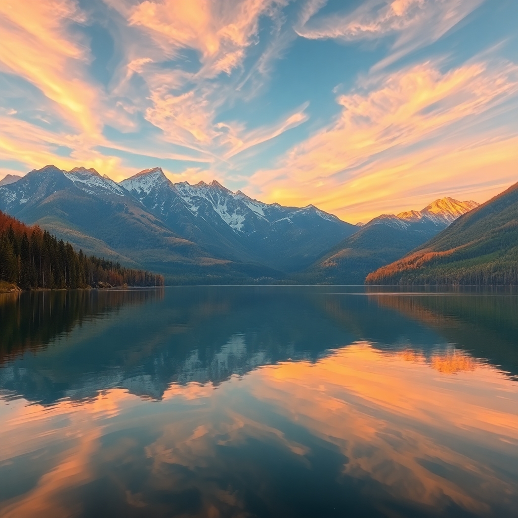 Serene Sunrise Over Tranquil Lake – free AI stock image