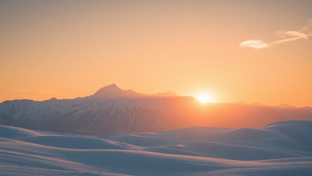 Serene Sunset Over Majestic Mountains – free AI stock image