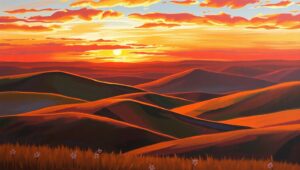 Serene Sunset Over Rolling Hills LV6 – free AI stock image