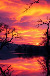 Serene Sunset Over Tranquil Lake – free AI stock image