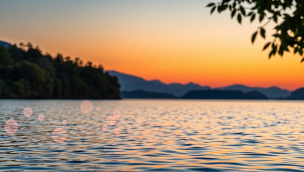 Serene Sunset Over Tranquil Lake – free AI stock image