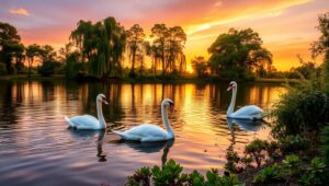 Serene Sunset Over Tranquil Lake – free AI stock image