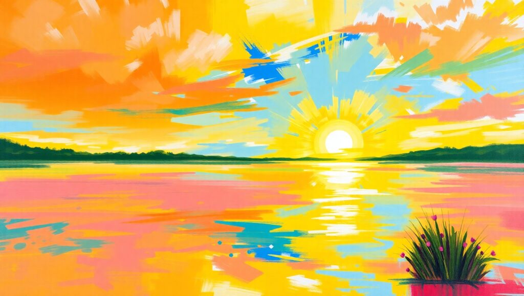 Serene Sunset Over Tranquil Lake C0n – free AI stock image