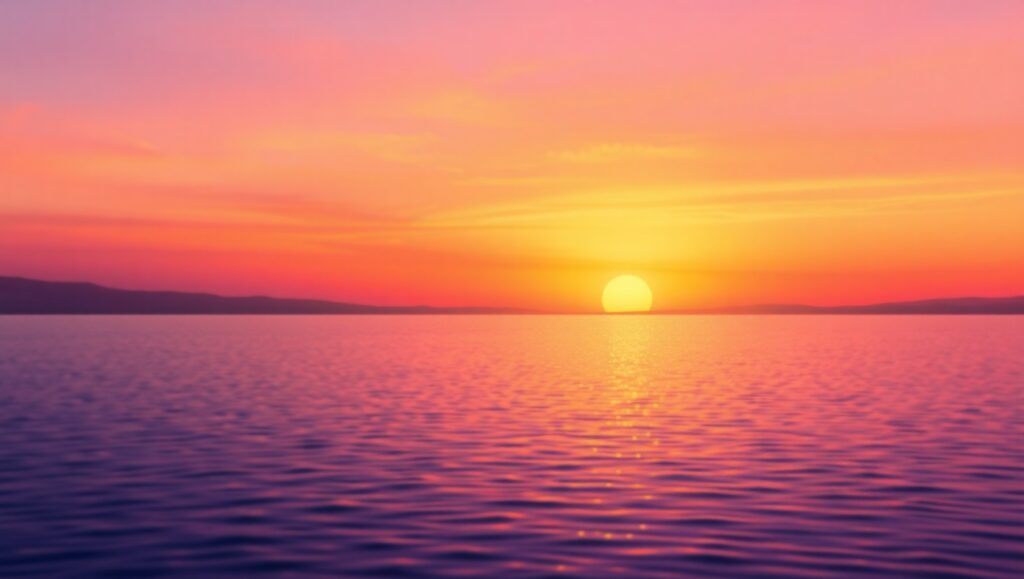 Serene Sunset Over Tranquil Lake – free AI stock image