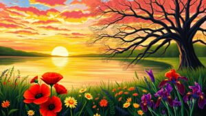 Serene Sunset Over Tranquil Waters – free AI stock image