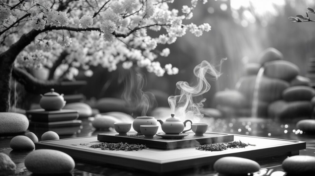 Serene Tea Ceremony in a Zen Garden – free AI stock image