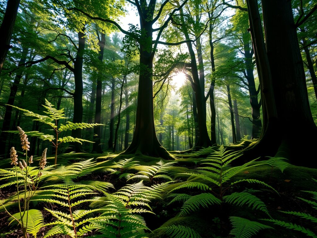 Serene Tranquility in Lush Green Forests – free AI stock image