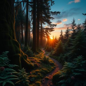 Serene Twilight in a Dense Forest – free AI stock image