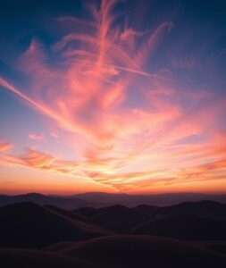 Serene Twilight Landscape with Soft Clouds – free AI stock image