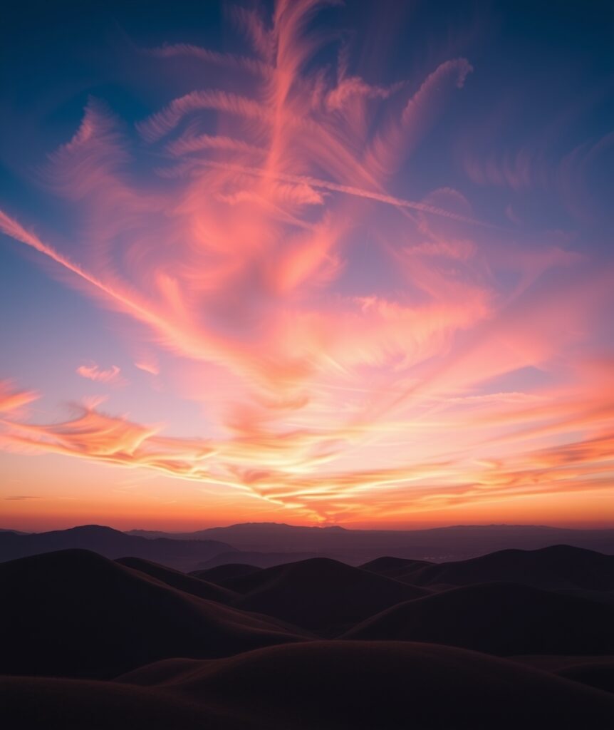 Serene Twilight Landscape with Soft Clouds – free AI stock image