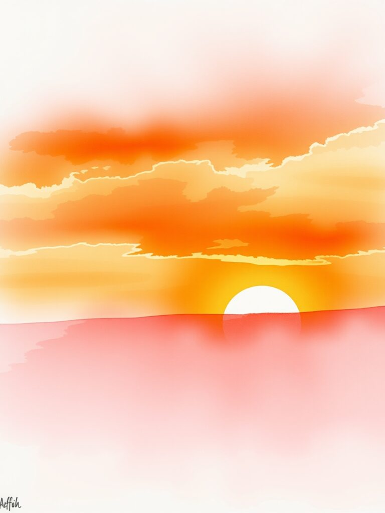 Serene Watercolor Background of a Sunset – free AI stock image