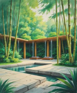 Serene Yoga Space with Natural Elements – free AI stock image