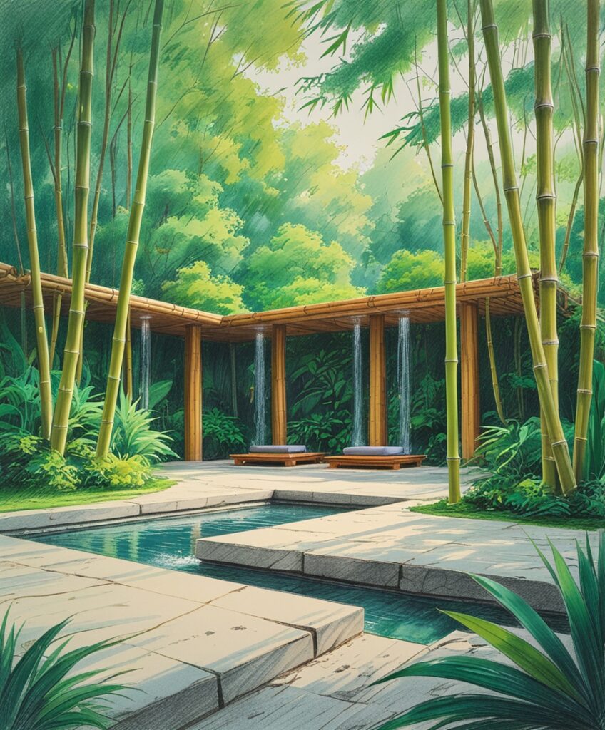 Serene Yoga Space with Natural Elements – free AI stock image