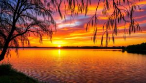 Serenity at Dusk Across the Lake – free AI stock image