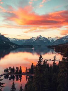 Serenity at the Edge of the Lake – free AI stock image