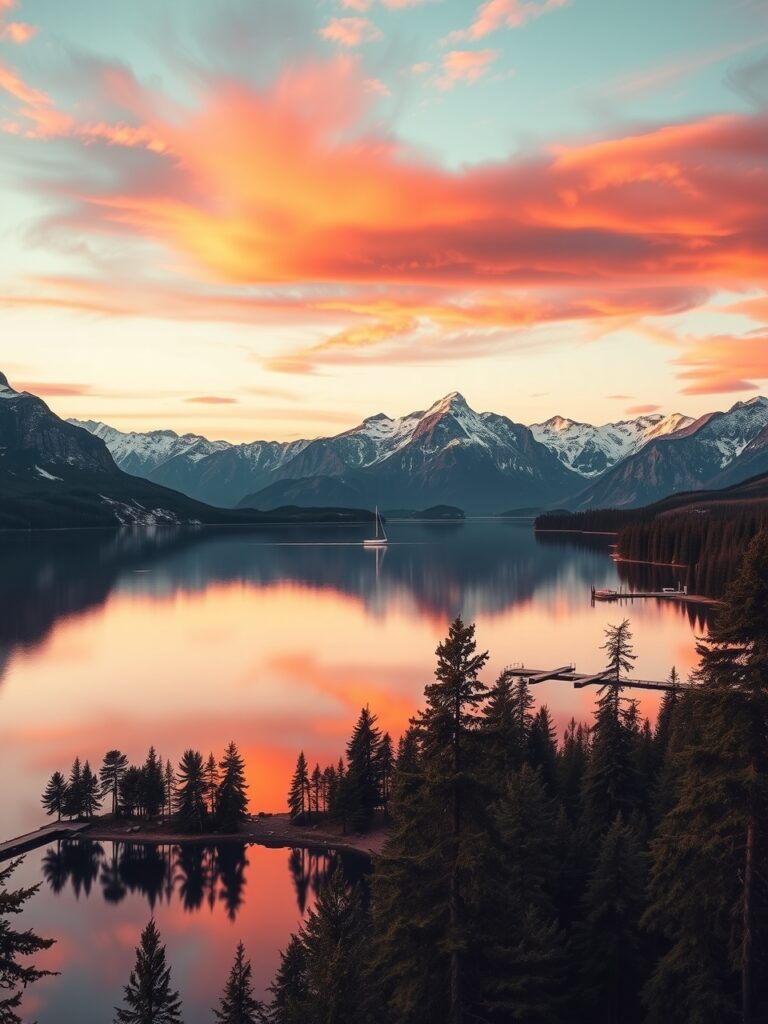 Serenity at the Edge of the Lake – free AI stock image