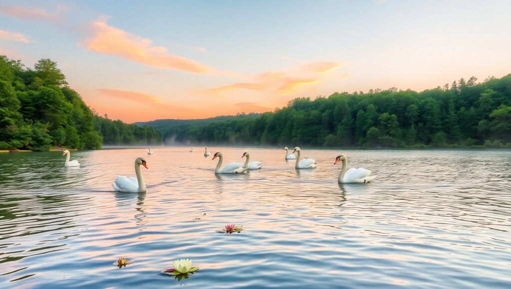 Serenity by the Crystal Lake – free AI stock image