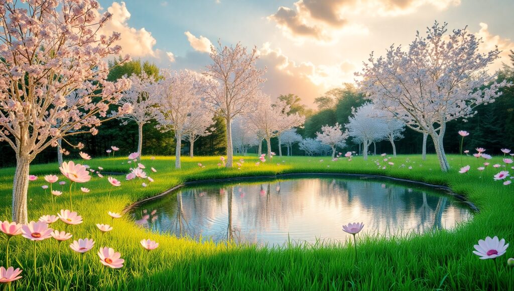 Serenity in a Sunlit Garden – free AI stock image
