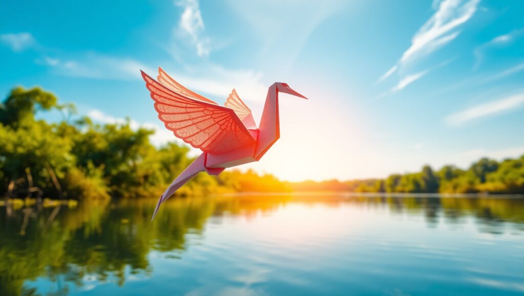 Serenity in Paper Flight – free AI stock image