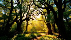 Serenity in the Vibrant Forest – free AI stock image