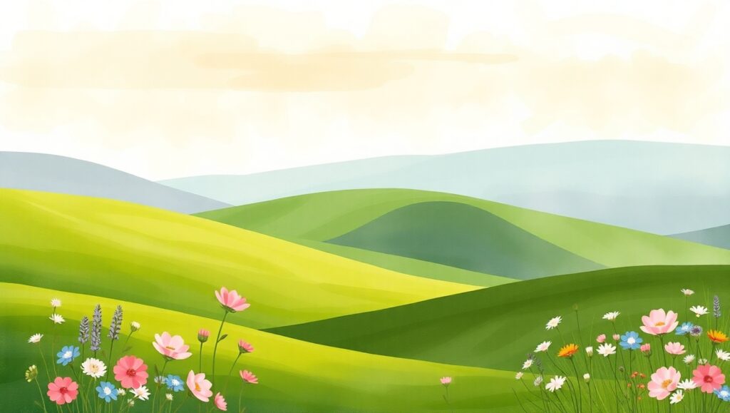 Serenity in Watercolor Landscape – free AI stock image