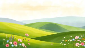 Serenity in Watercolor Landscape – free AI stock image
