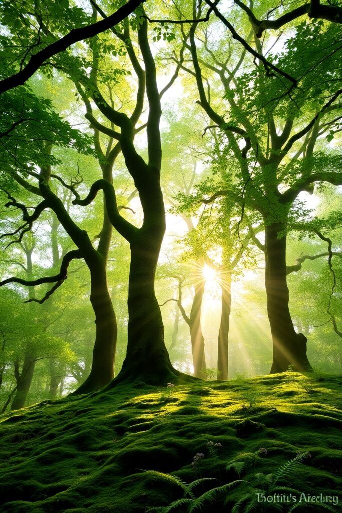 Serenity of a Forest at Dawn – free AI stock image