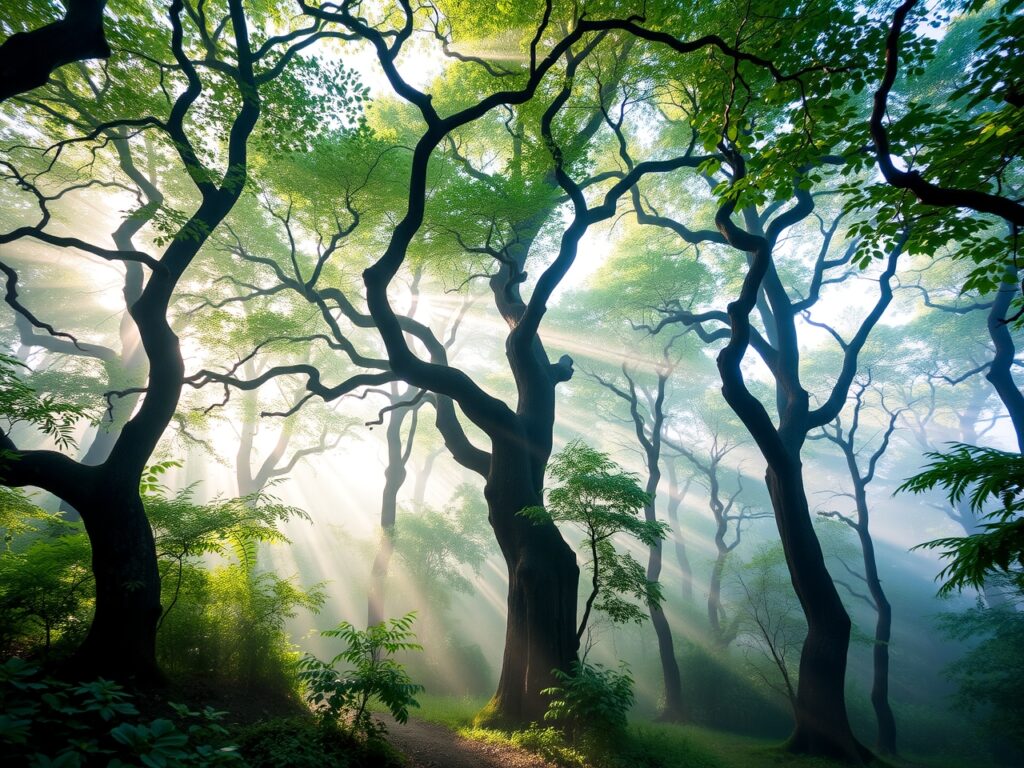Serenity of a Misty Forest Morning – free AI stock image