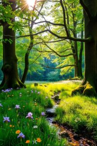 Serenity of a Peaceful Forest Glade – free AI stock image
