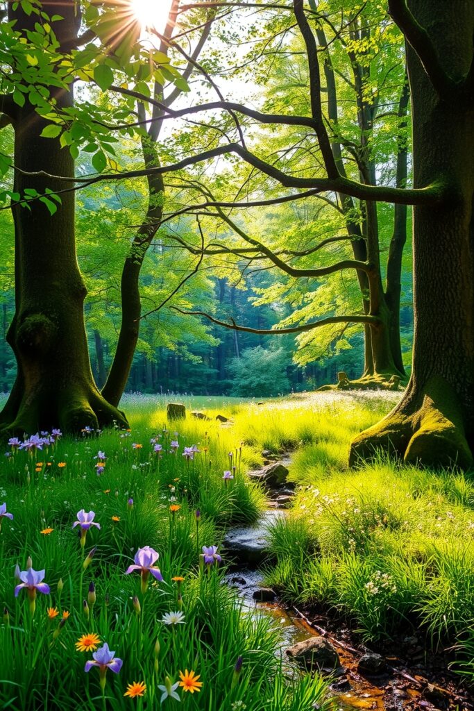 Serenity of a Peaceful Forest Glade – free AI stock image