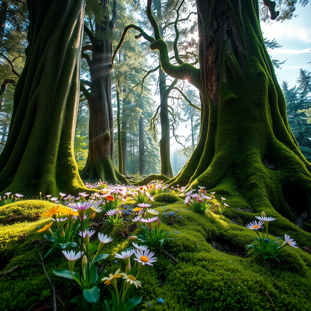 Serenity of a Sunlit Forest Glade – free AI stock image