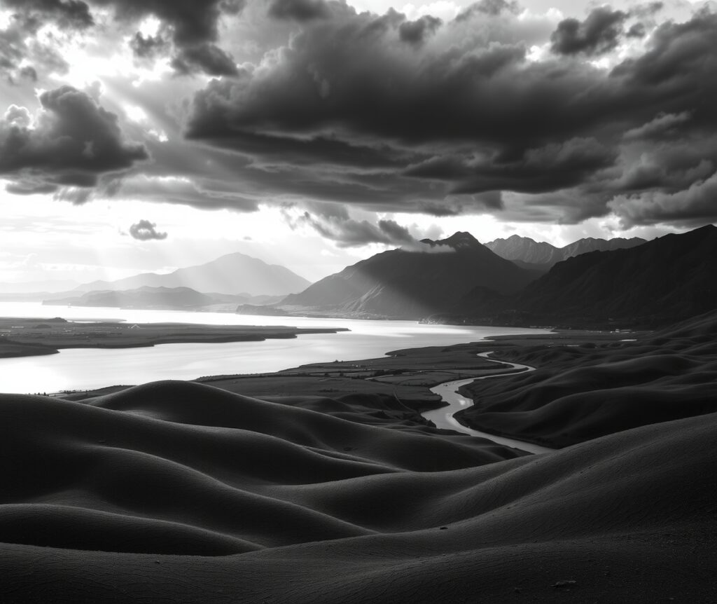 Shades of Black and White Landscape – free AI stock image