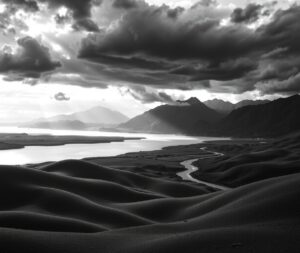 Shades of Black and White Landscape – free AI stock image