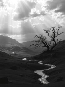 Shades of Gray: A Monochrome Landscape – free AI stock image