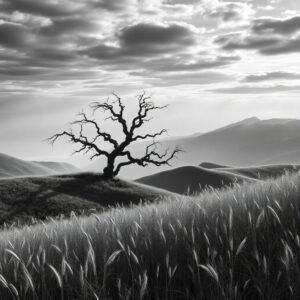 Shades of Gray: A Monochrome Landscape – free AI stock image