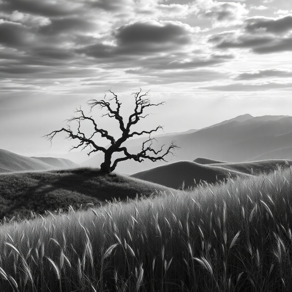 Shades of Gray: A Monochrome Landscape – free AI stock image