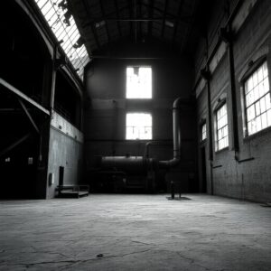 Shades of Gray in an Abandoned Factory – free AI stock image