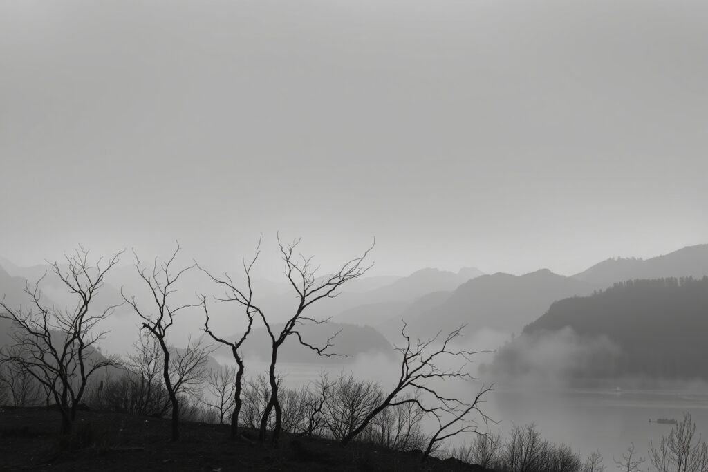 Shades of Grey: A Monochrome Landscape – free AI stock image
