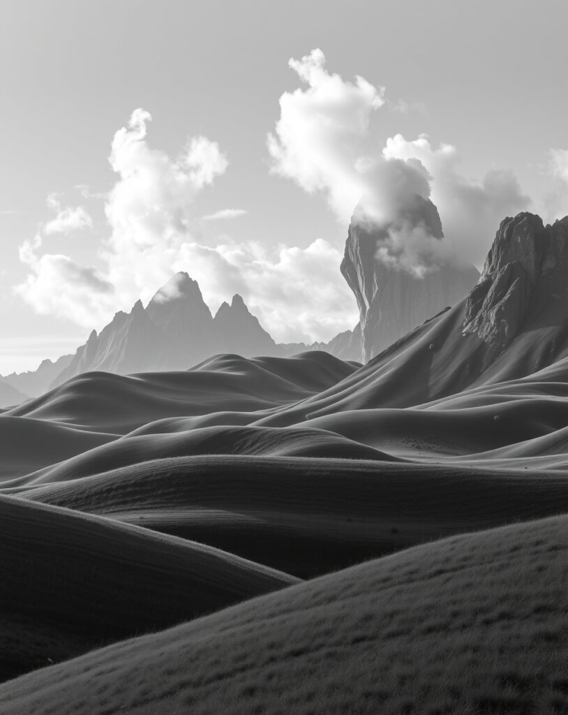 Shades of Grey Abstract Landscape – free AI stock image